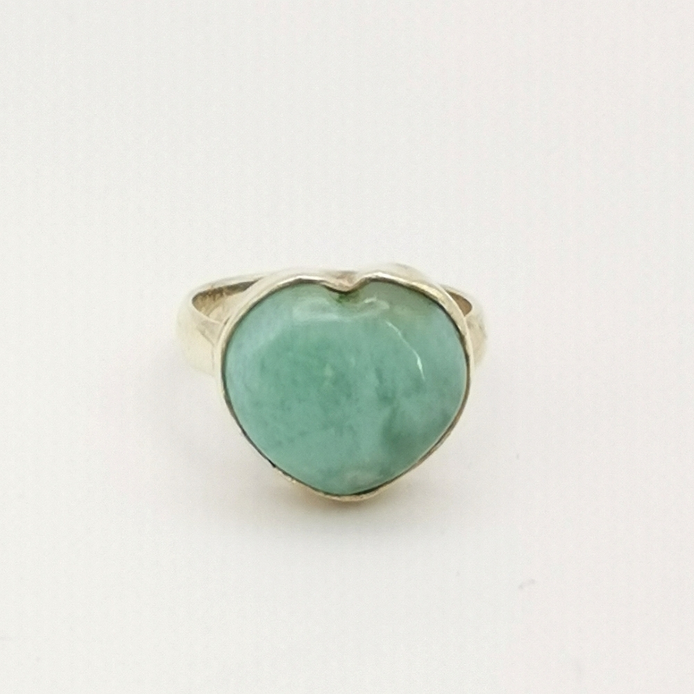 Cabochon Larimar Ring in Sterling Silver Size 6